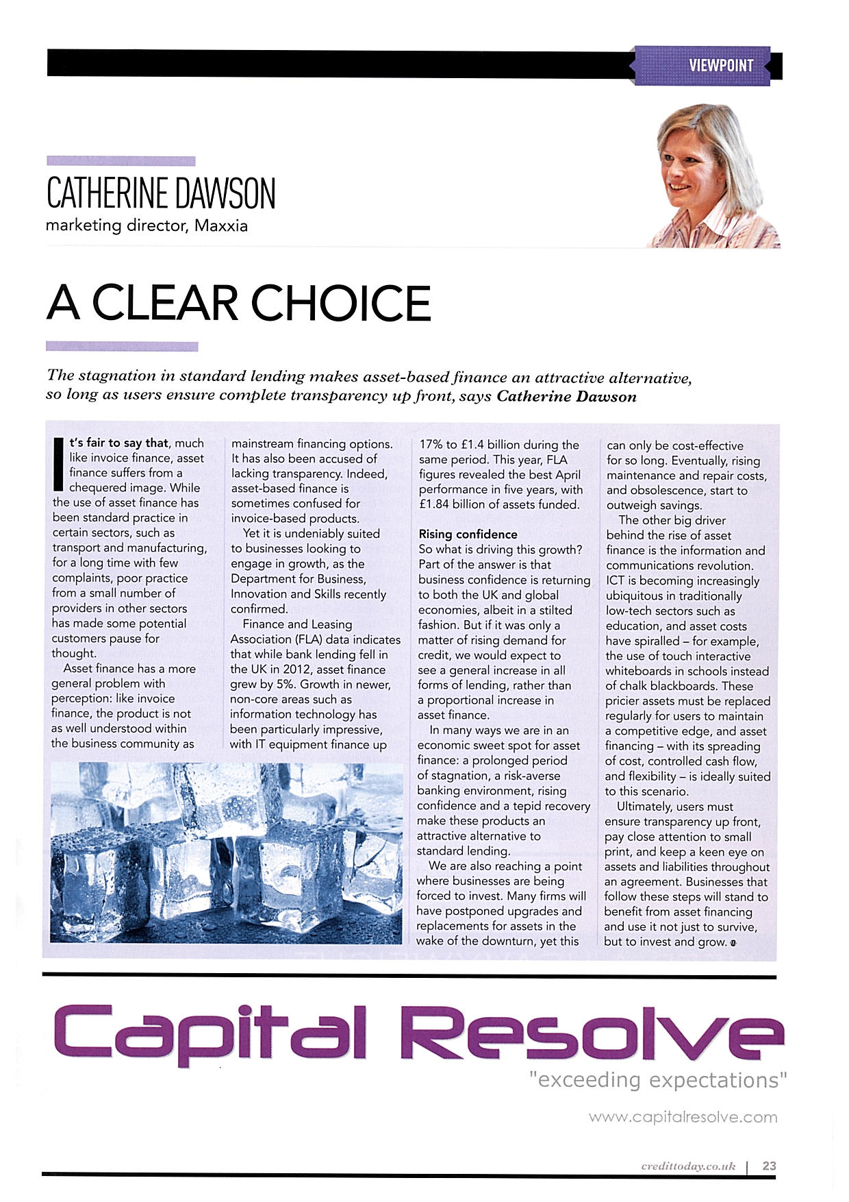 1309 Credit Today Magazine - A Clear Choice