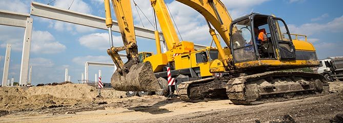 Construction equipment on site. Leasing construction equipment